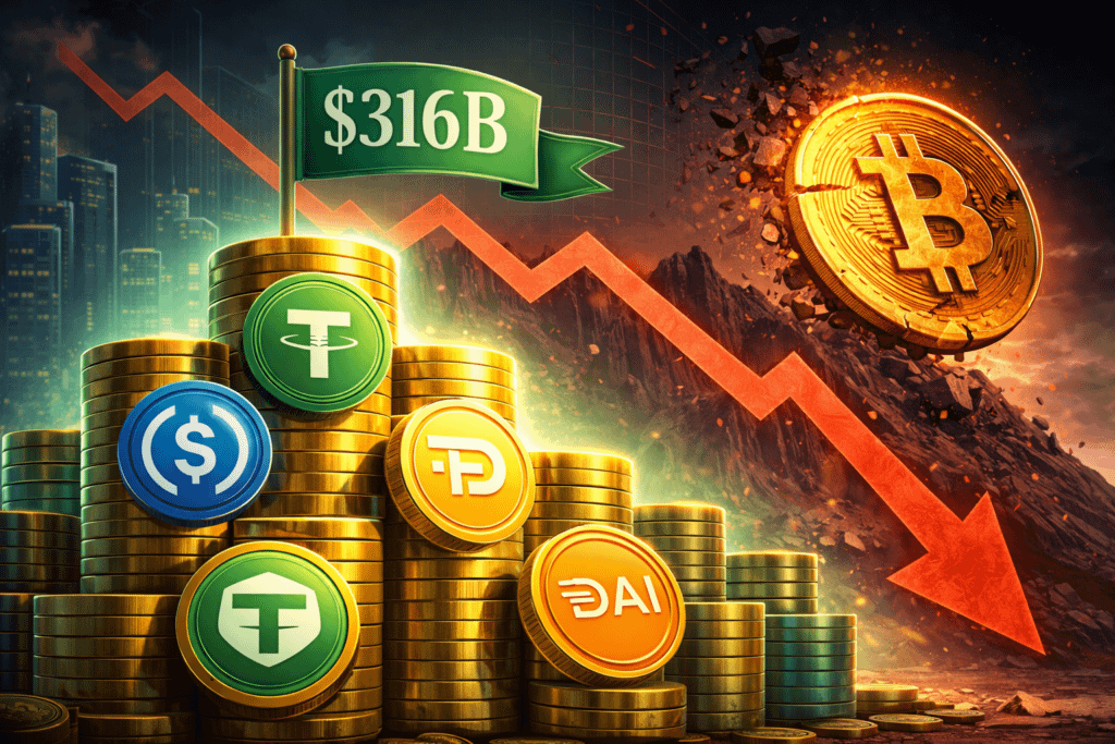 비트코인 -47%인데 스테이블코인 건조실탄 $316B 최고치 🤔