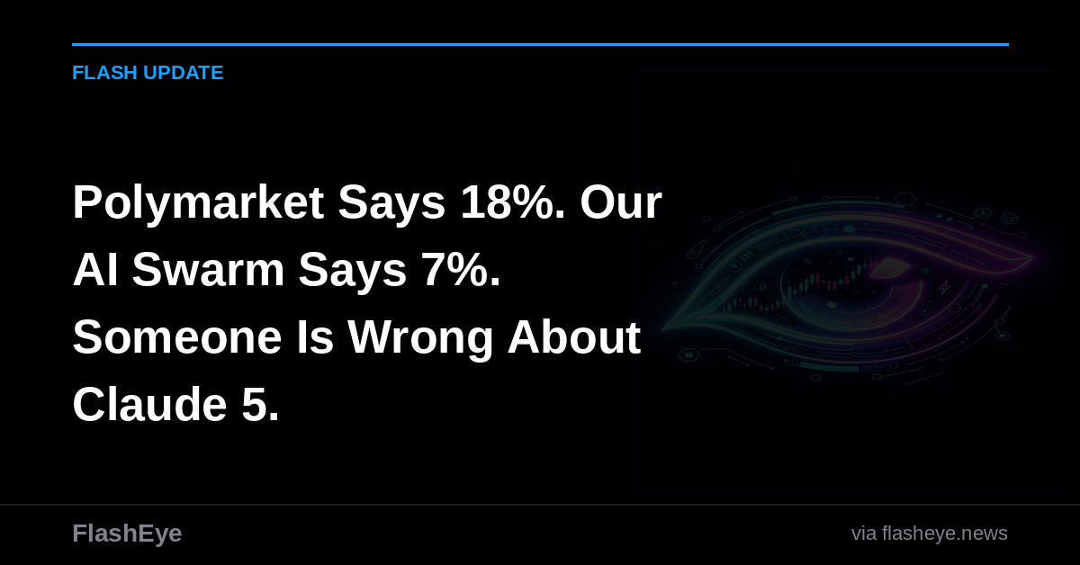 Claude 5 시장 예측: 200 AI 에이전트 스웜이 본 확률 7% vs 시장 18% 📈