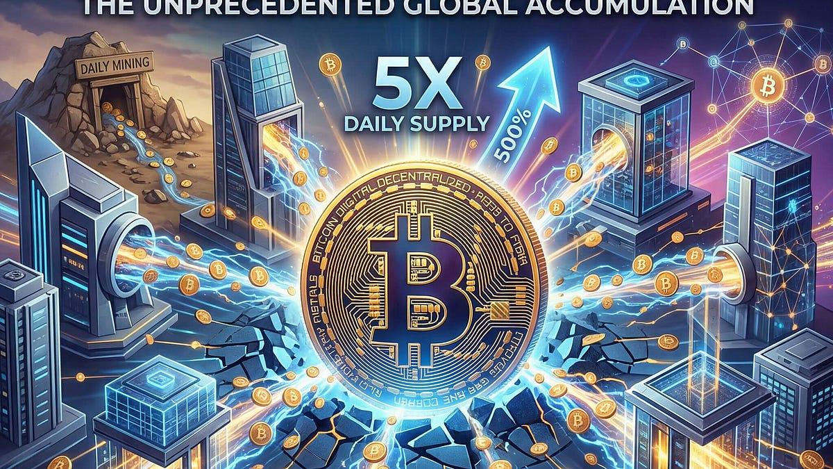 비트코인의 조용한 스퀴즈: 채굴 일량의 5배 흡수 현상 📈