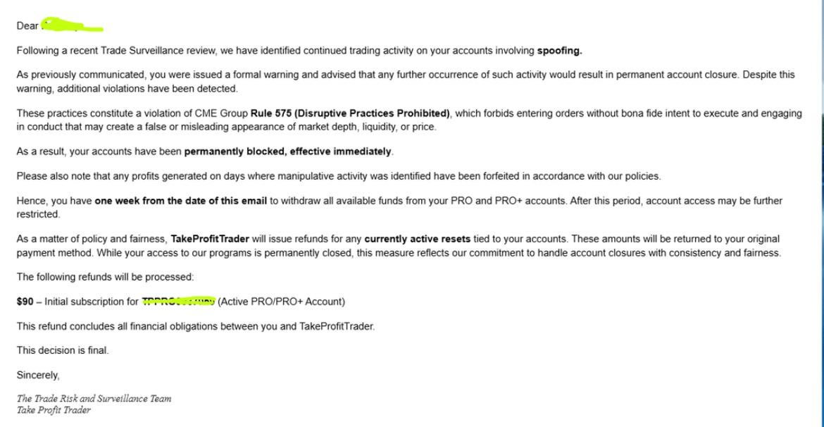 TakeProfitTrader가 제 돈을 다 가져가고 '스푸핑' 혐의로 10만 불 수익을 날렸어요 😡